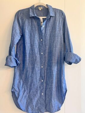 J. Crew Original Beachwear Linen Blend Shirt Dress